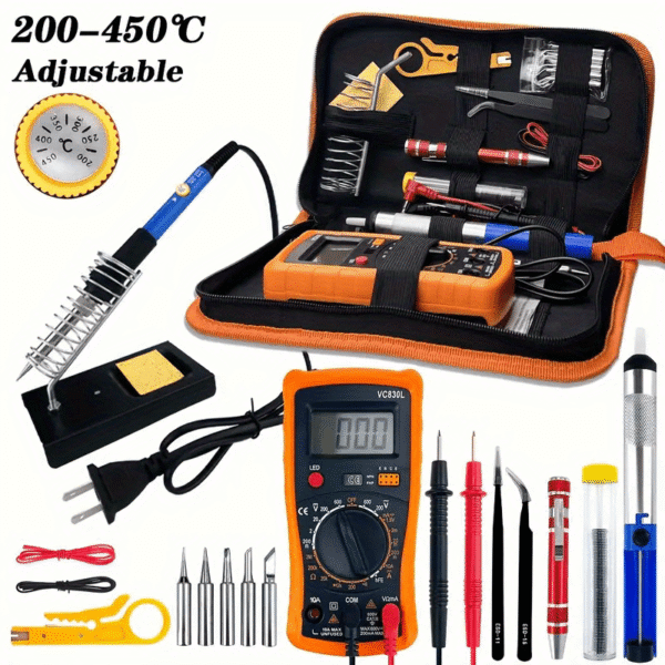 19pcs Soldering Iron Set - DIY Manual Set With Digital Multimeter, Temperature Regulating Soldering Iron, Precision Circuit Maintenance Tool - For Electronics Enthusiasts & Hobbyists - Perfect for DIY Projects & Circuit Repair