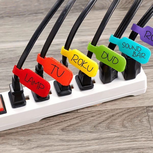 15/32pcs Multicolor Cable Label Tags, Durable Nylon Cord Organizer Straps with Writable Surface for Electronics, Computers, and Cable Management